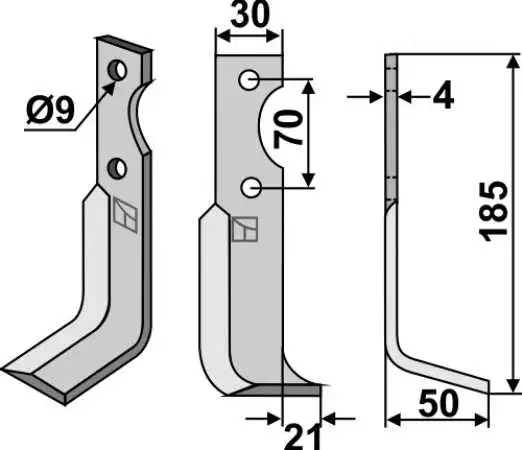 Fräsmesser 185x30mm, rechts